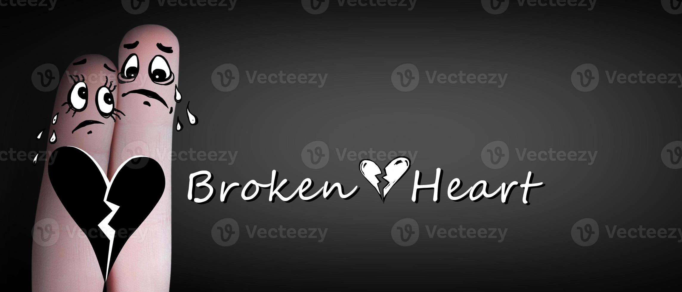 gebroken hart, liefde en Valentijnsdag concept. 3d illustratie foto