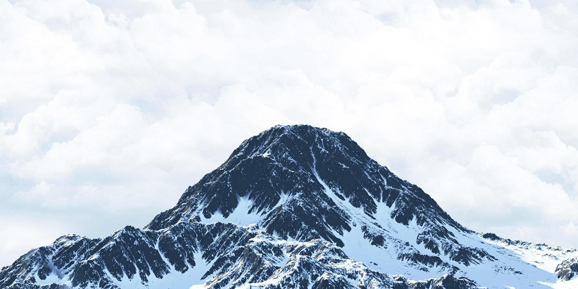 besneeuwde bergtoppen uitzicht op de bergen achtergrond wolken en lucht 3d illustratie foto