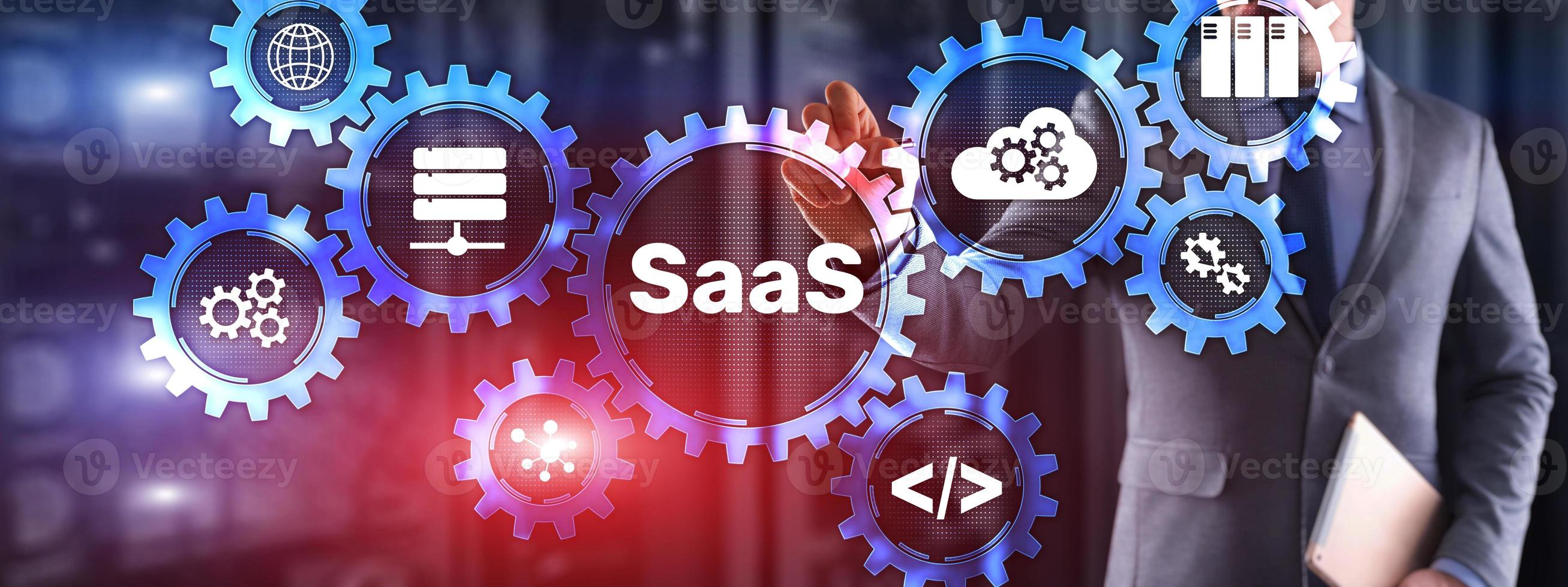 saas software as a service concept met handperstekst foto