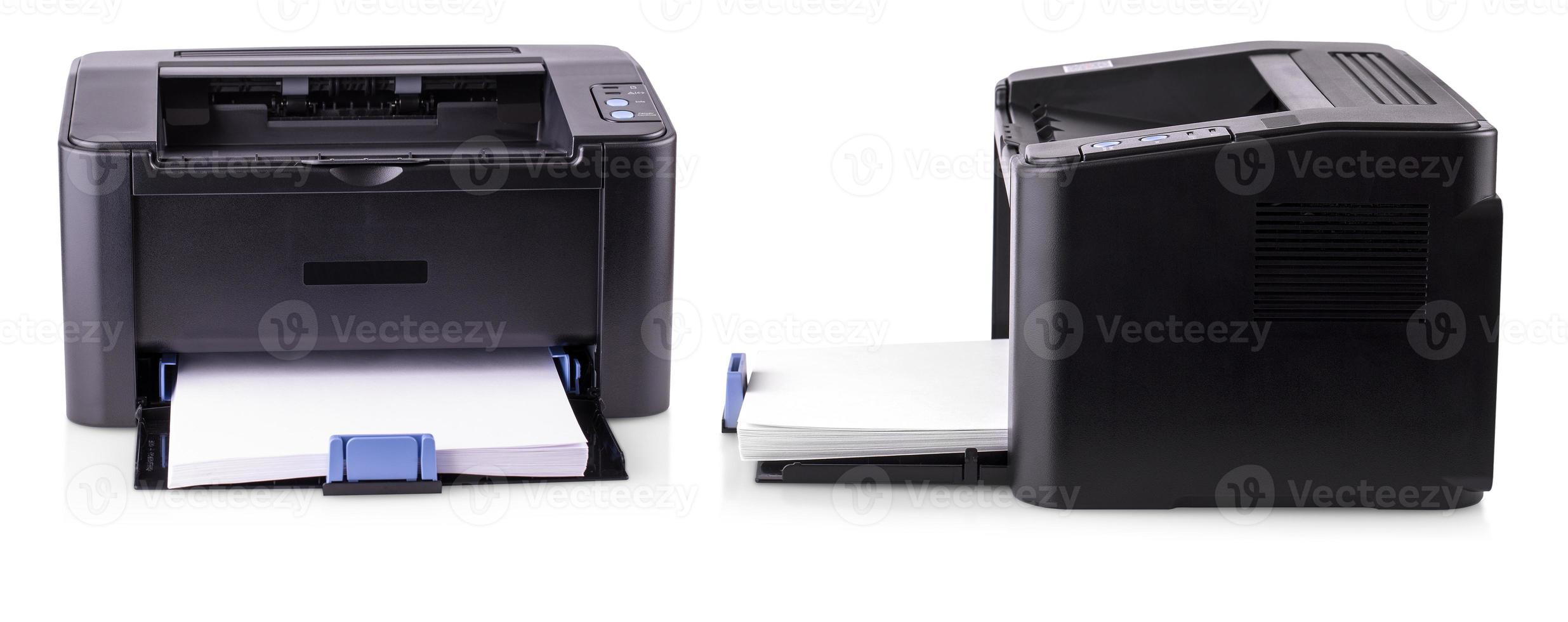 moderne compacte laserprinter voor thuisgebruik op een witte achtergrond foto