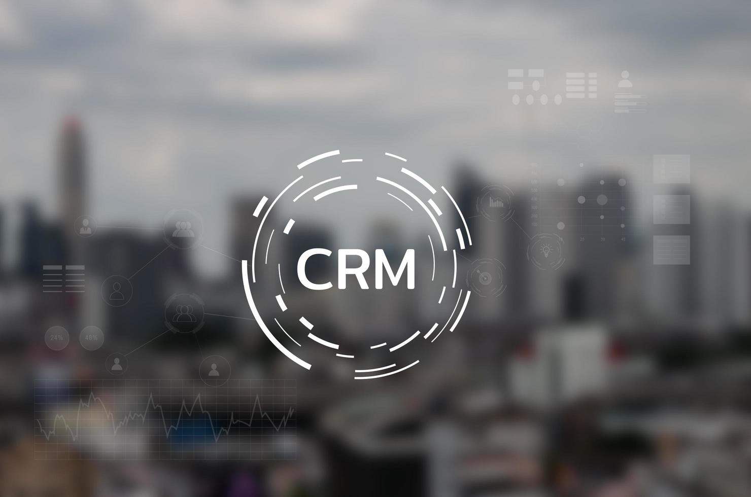 CRM-klantenrelatiebeheerbedrijf op virtueel schermconcept. foto