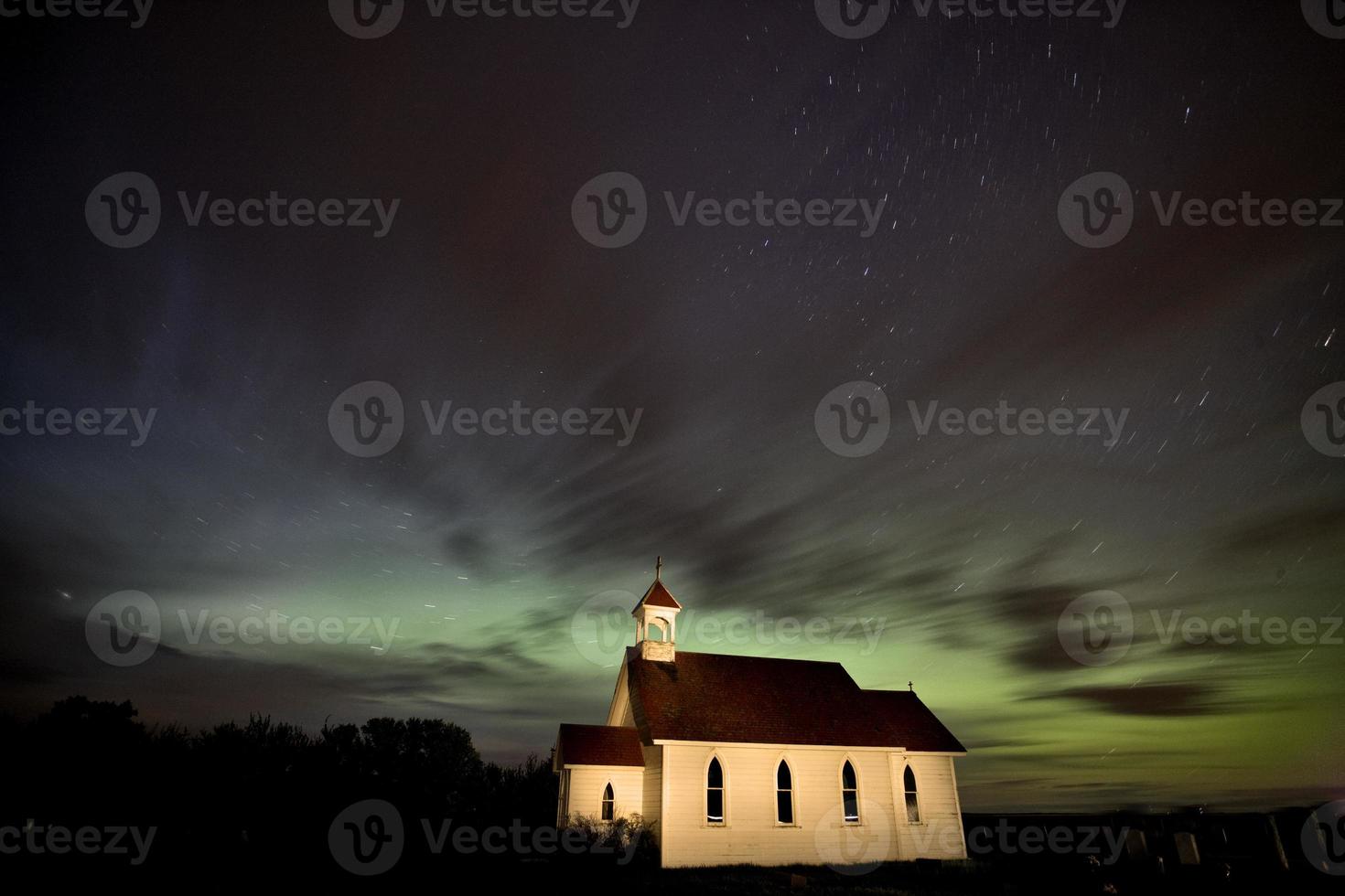 landelijke kerk nachtfotografie foto