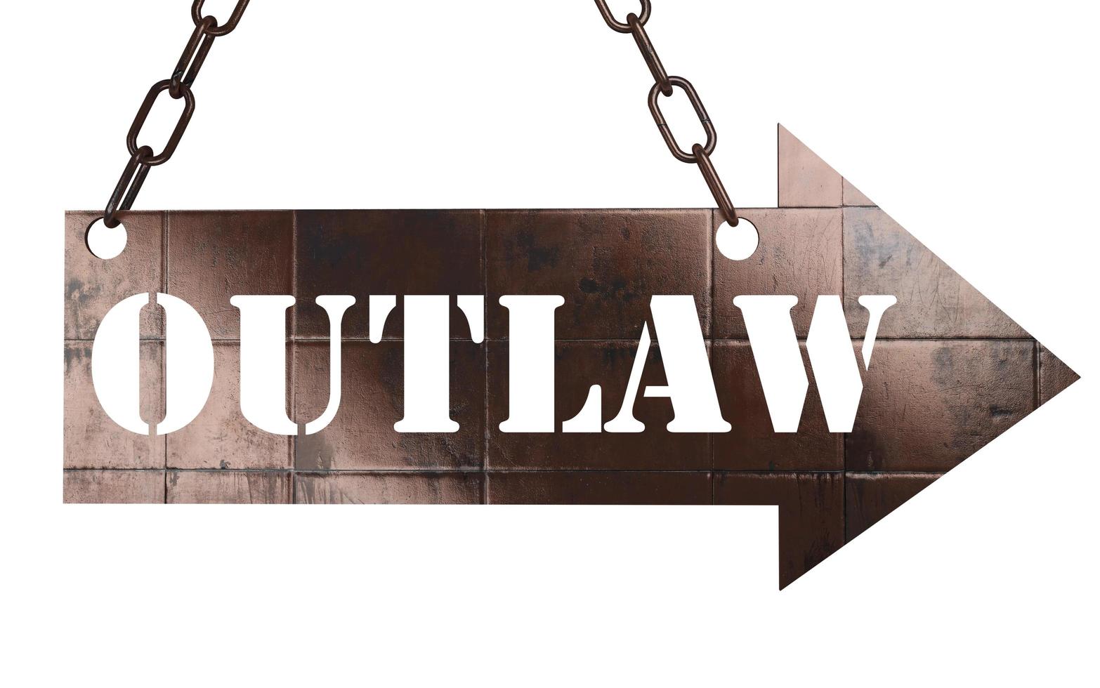 outlaw woord op metalen aanwijzer foto