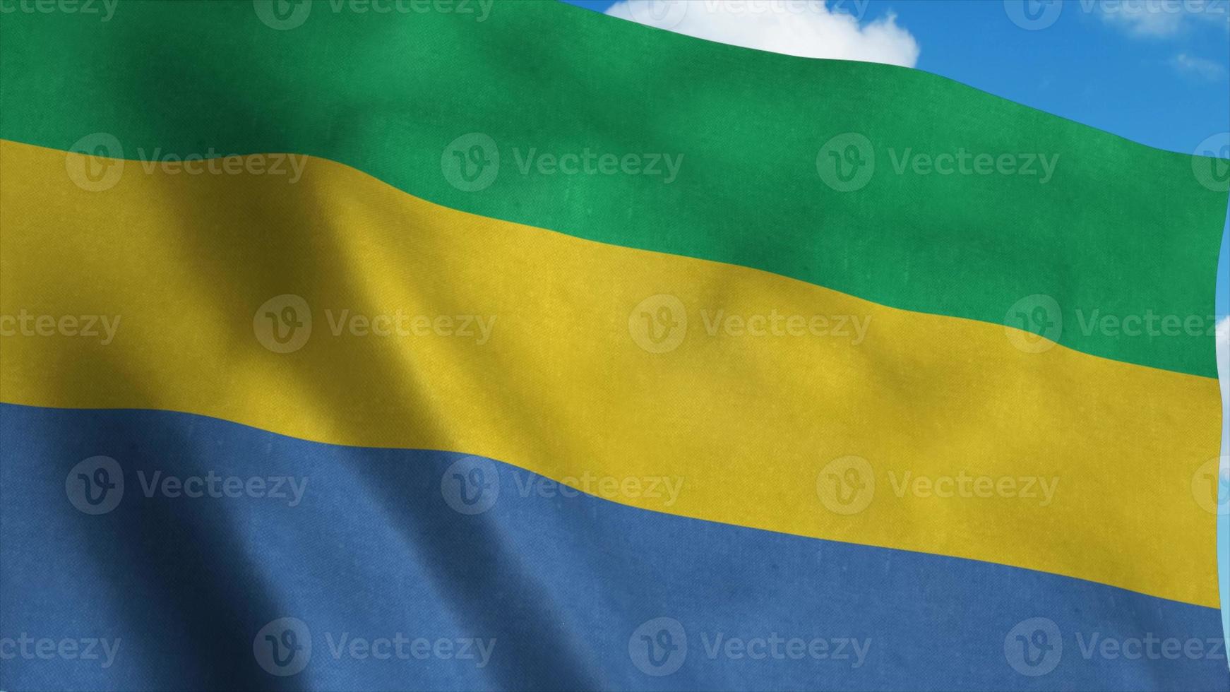Gabon vlag zwaaien in de wind. nationale vlag van gabon. 3D-rendering foto