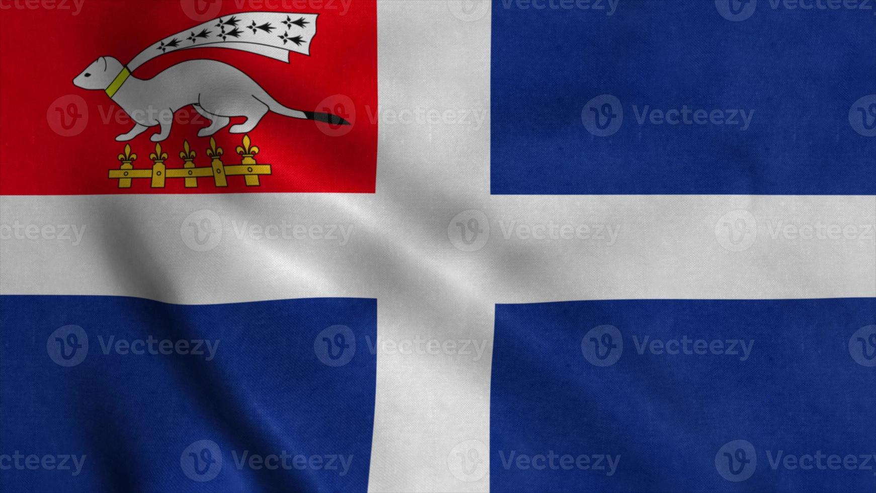 vlag van saint malo, stad van frankrijk, zwaaiend in de wind. realistische vlag achtergrond. 3d illustratie foto