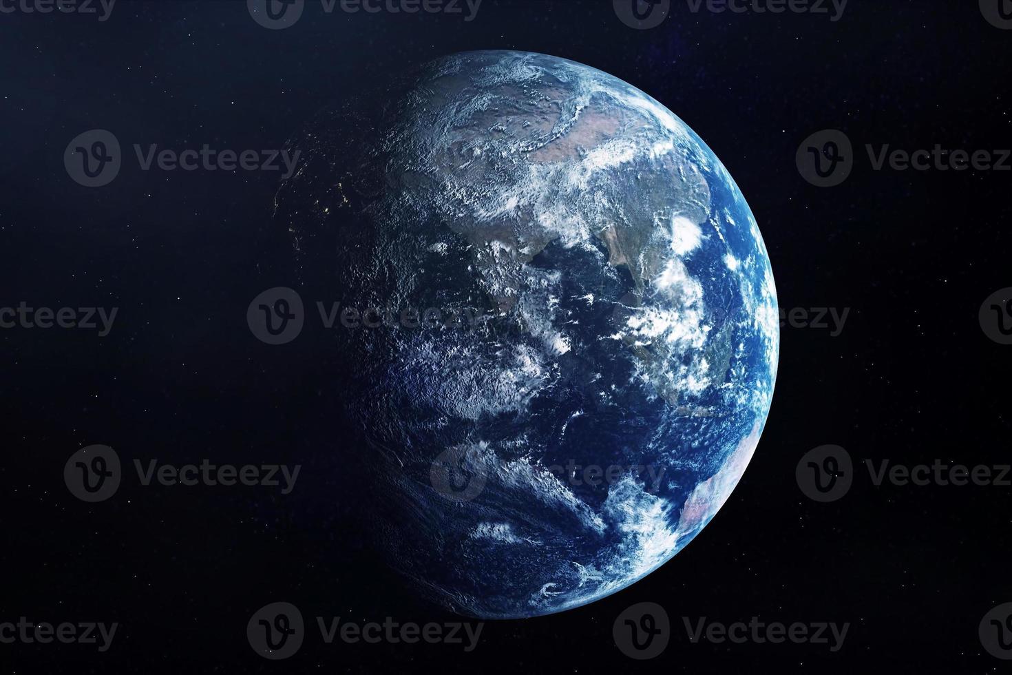 realistische planeet aarde vanuit de ruimte, 3d illustratie foto