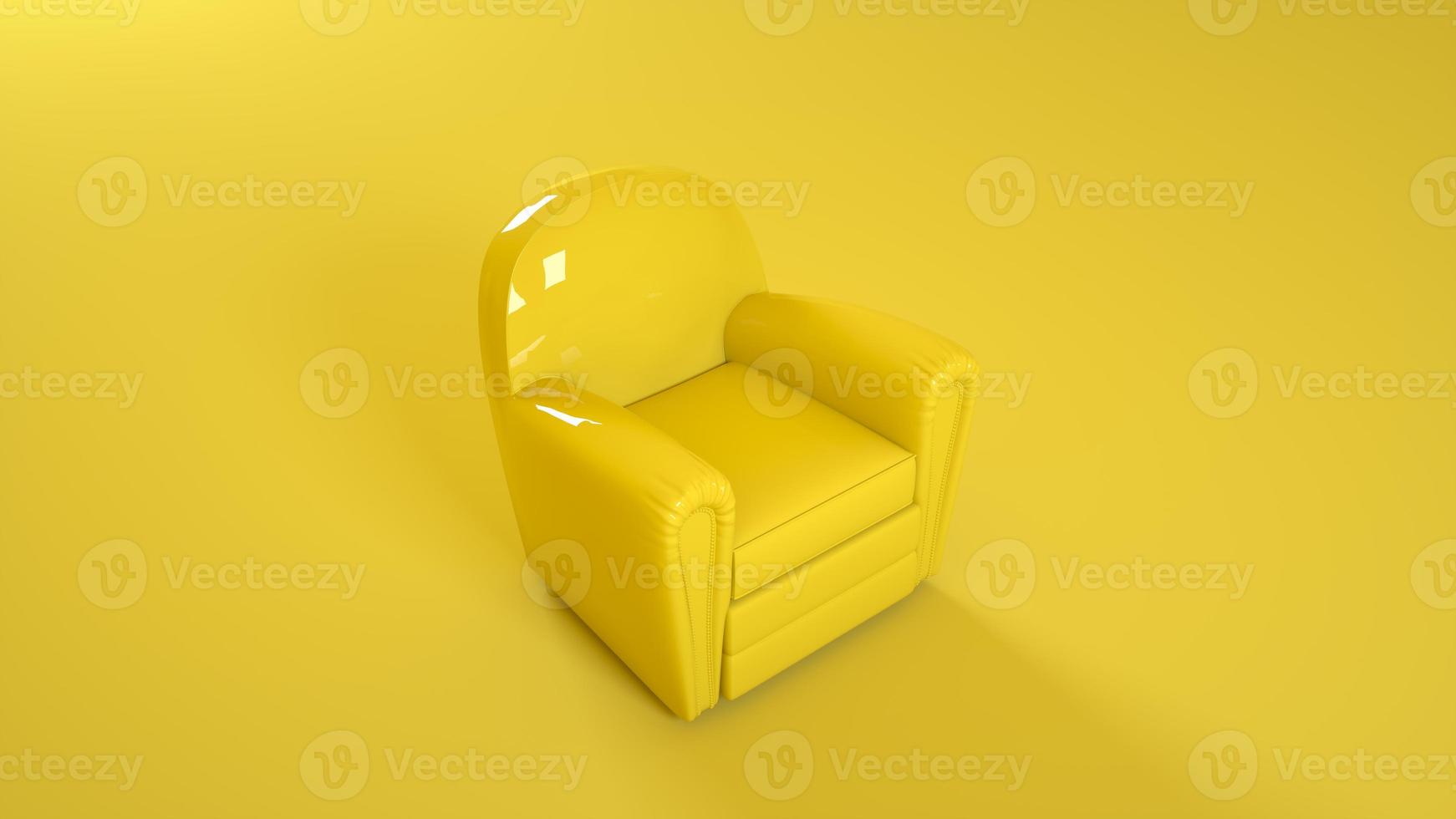 gele lederen fauteuil geïsoleerd op gele achtergrond. 3d illustratie foto
