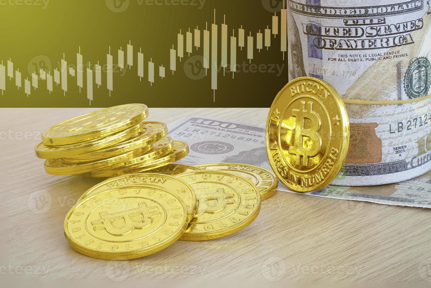 gouden bitcoin, omzetbelasting, grafiek foto