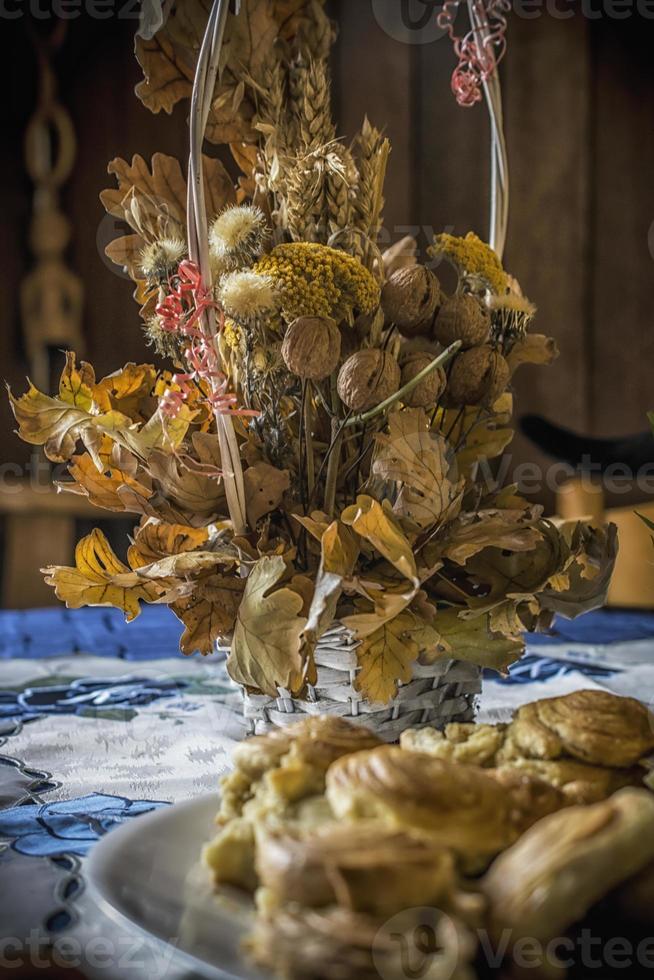 traditionele orthodoxe tafelopstelling op kerstavond foto