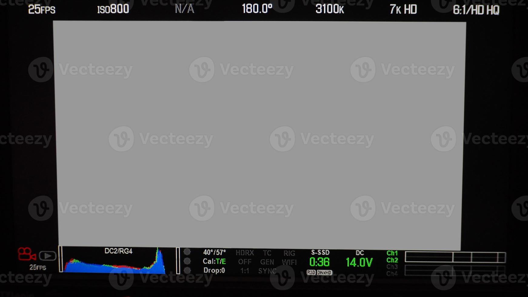 video-opname-interface. vdo productie opname camera zoeker op monitor. foto