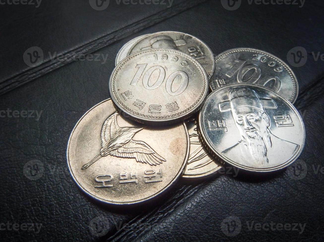 koreaanse munt korea geld, valuta, concept, zaken foto