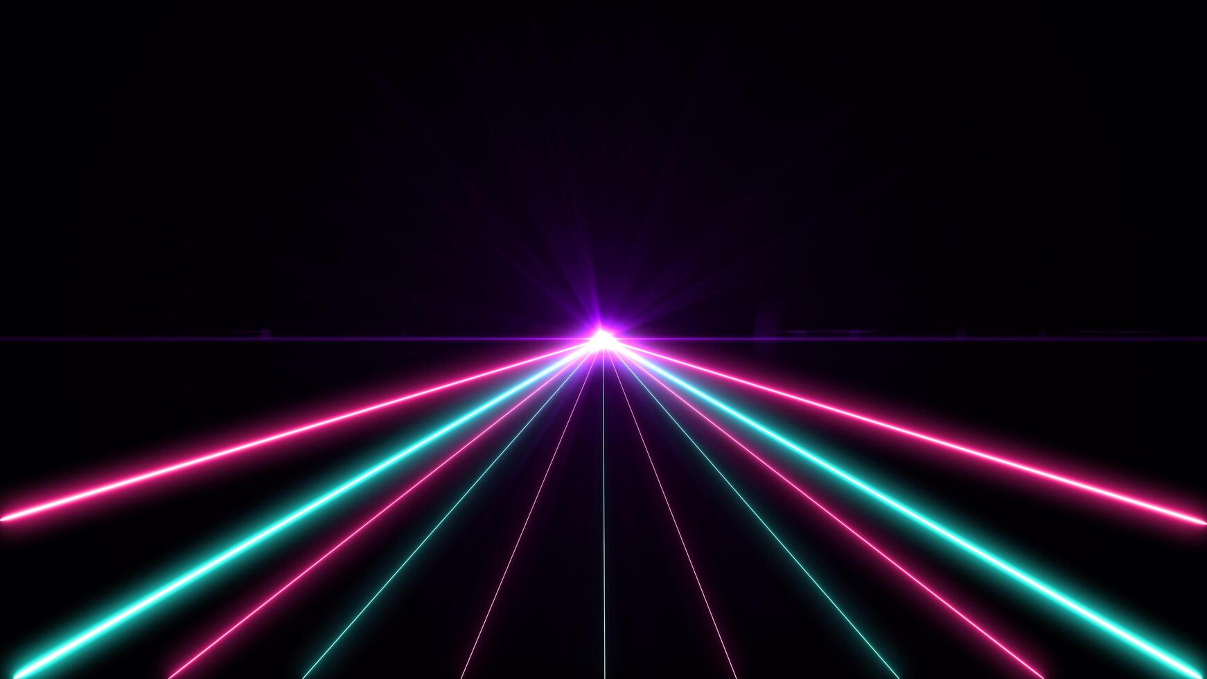 retro cyberpunk-stijl jaren 80. abstracte neon kleur licht partij heldere lens flare op zwarte achtergrond. lasershow kleurrijk ontwerp voor banners reclametechnologieën foto