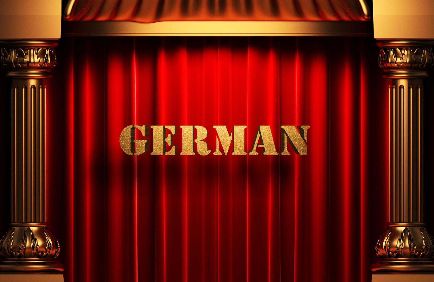 Duits gouden woord op rood gordijn foto