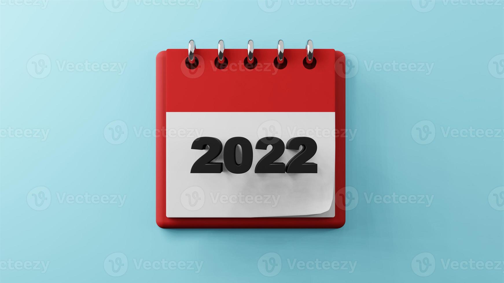 2022 op papieren bureaukalender 3D-rendering foto