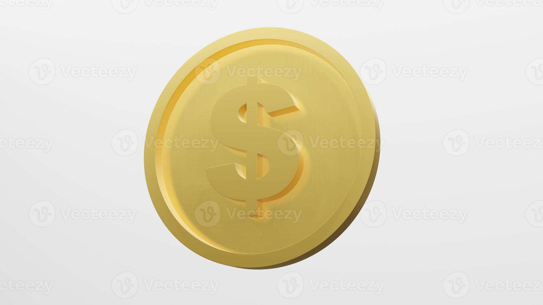Amerikaanse dollar valuta gouden munt, 3D-rendering foto