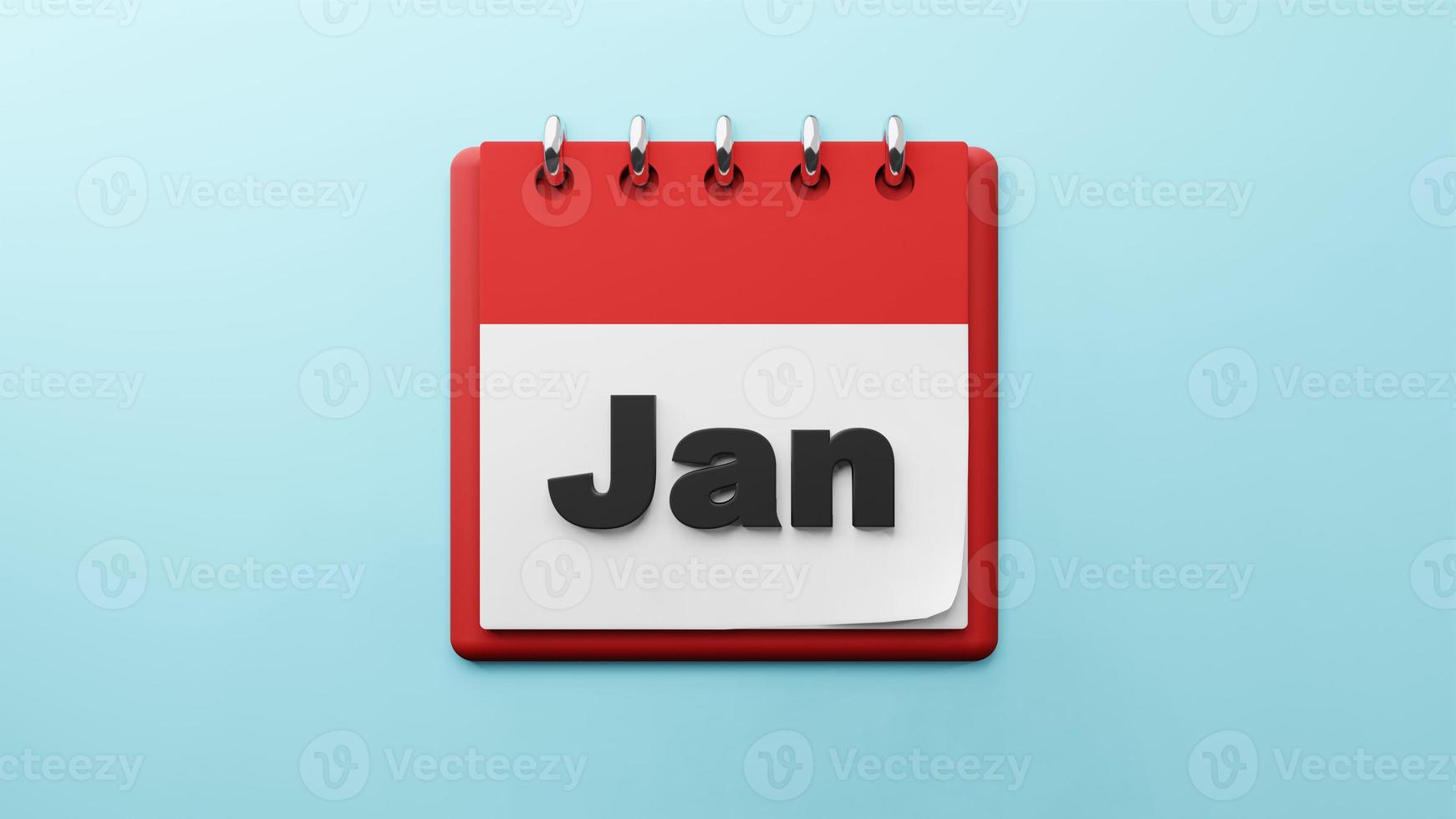 jan op papieren bureaukalender 3D-rendering foto