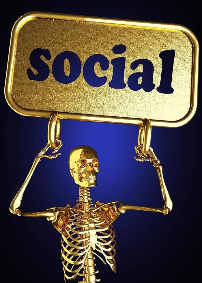 sociaal woord en gouden skelet foto
