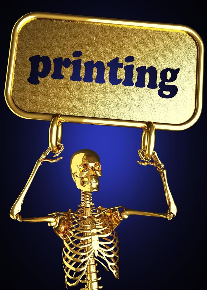drukwoord en gouden skelet foto