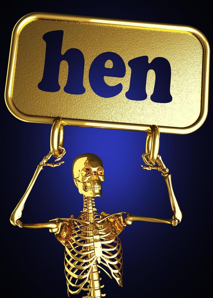 kip woord en gouden skelet foto