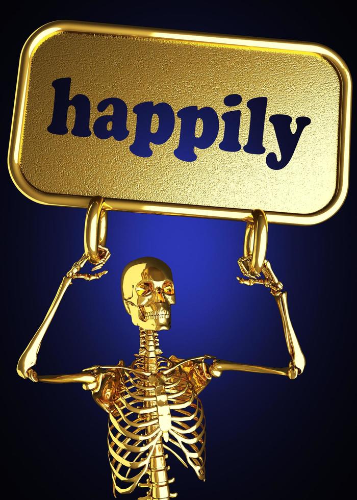 gelukkig woord en gouden skelet foto