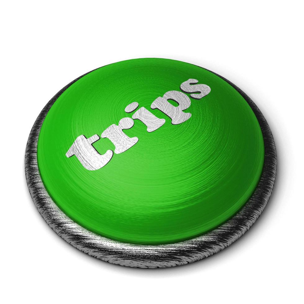 Trip woord op groene knop geïsoleerd op wit foto