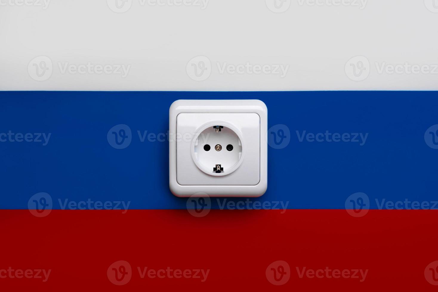 nationale vlag van rusland met stopcontact stopcontact stekker foto