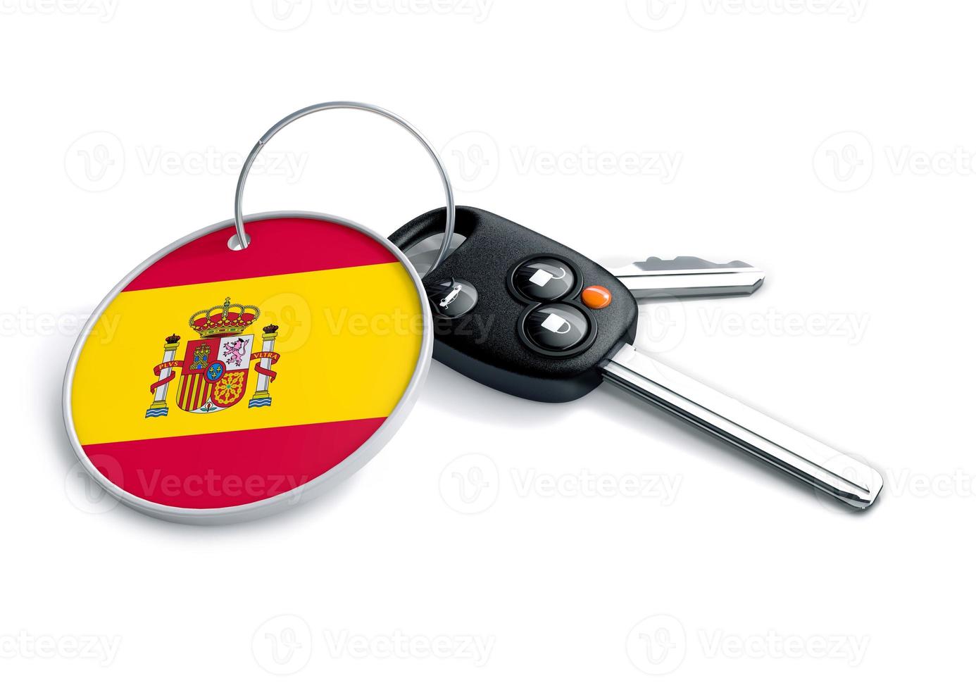 autosleutels met spanje vlag als sleutelhanger. foto