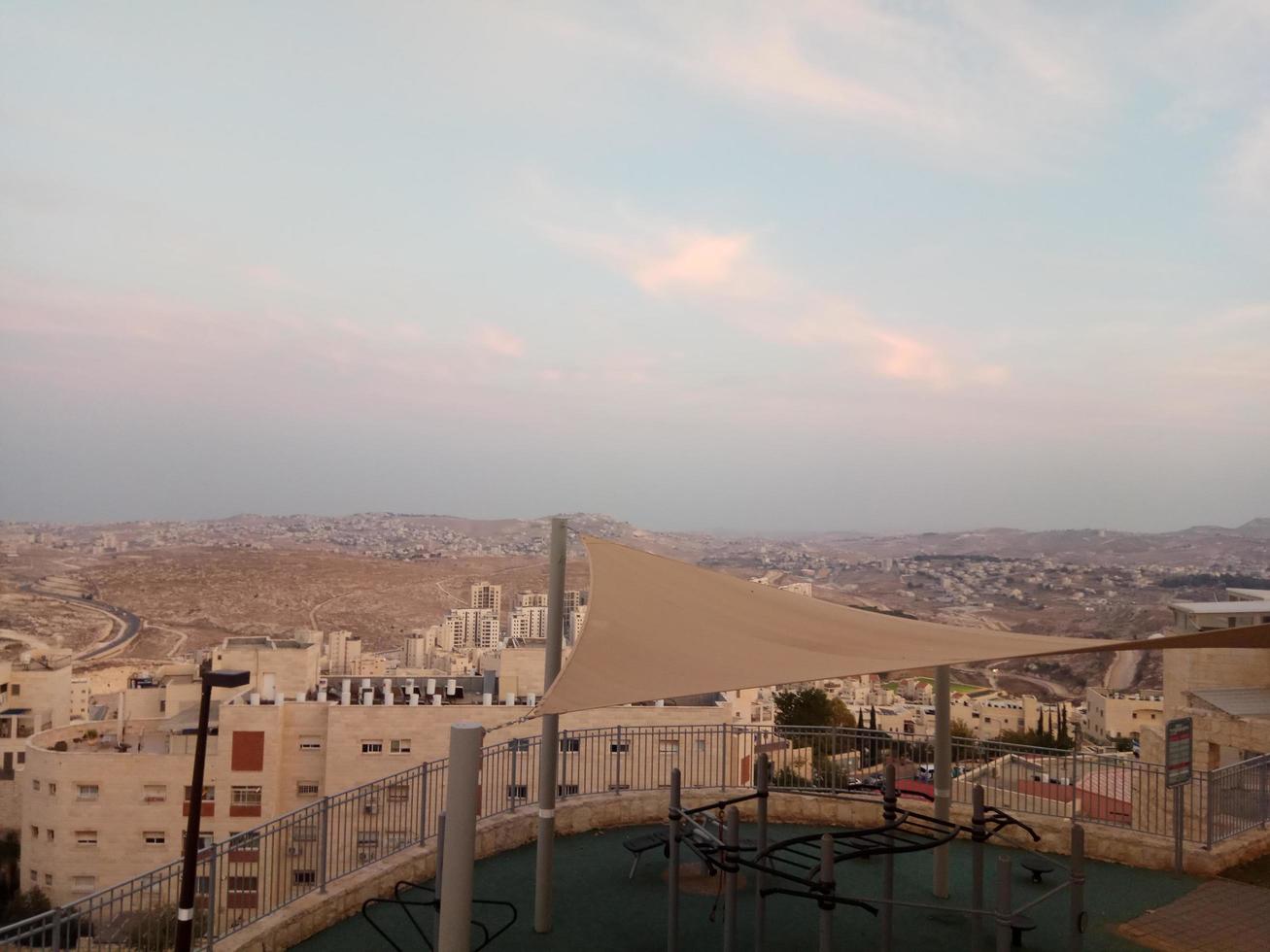 geweldige zonsondergang in Israël uitzicht op het heilige land foto