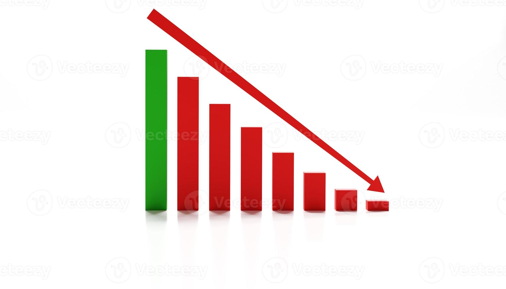 economisch crisisconcept. verspreid over de wereld, de economie is gedaald. 3d illustratie foto