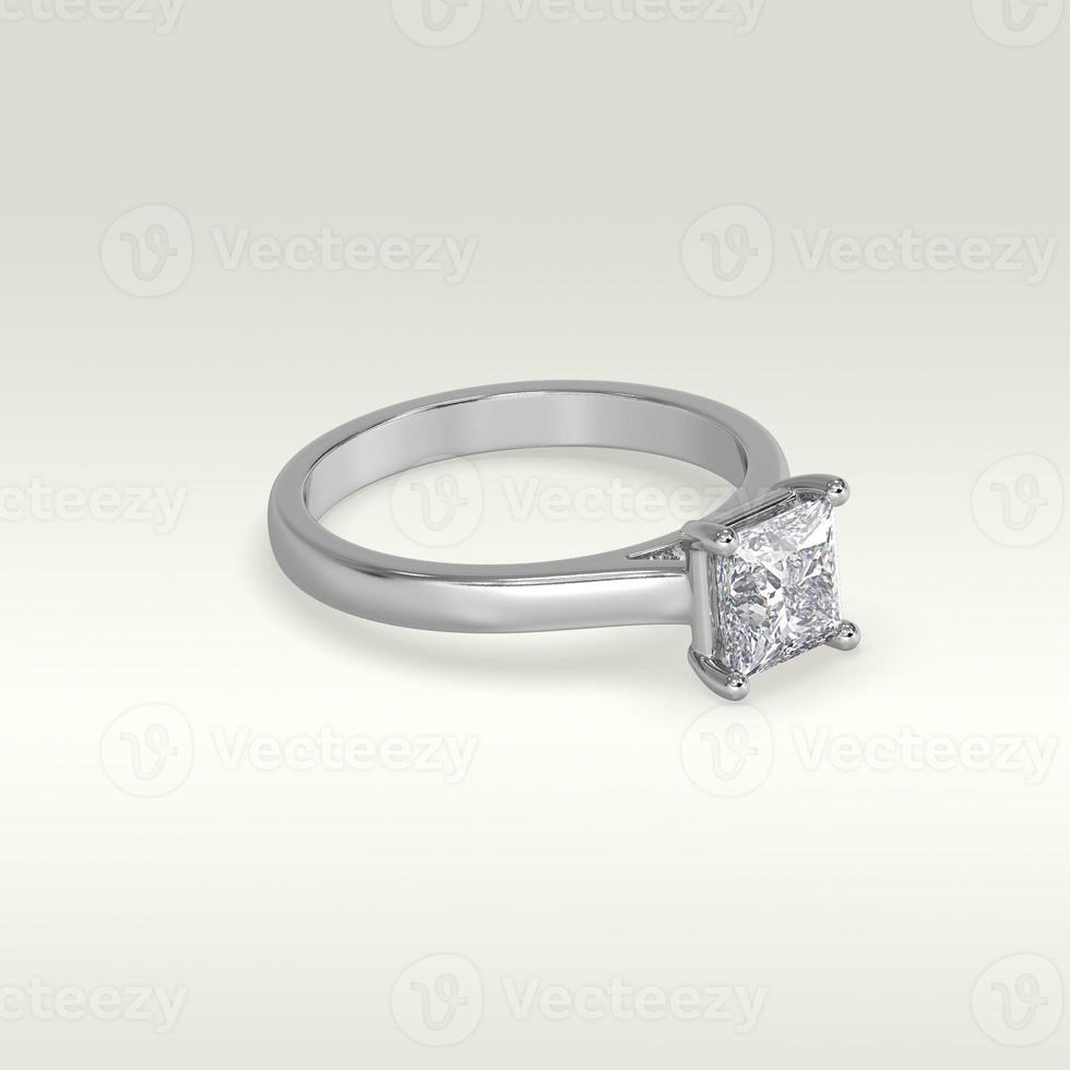 solitaire verlovingsring liggende positie in witgoud 3d render foto