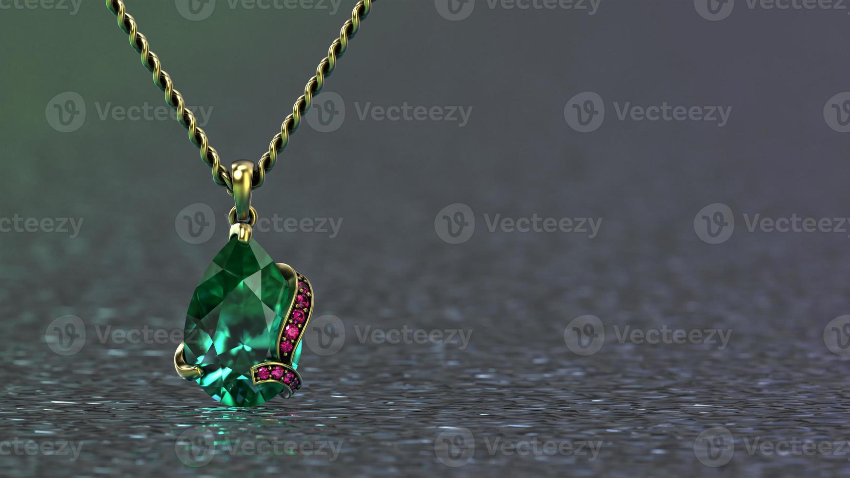 smaragdgroene kleur peervorm hanger met mooie swirl 3d render foto