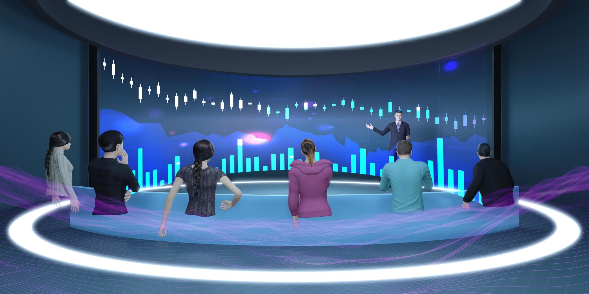 metaverse klas online school vr camera-avatars in metaverse virtuele hologrammen in virtuele wereld foto