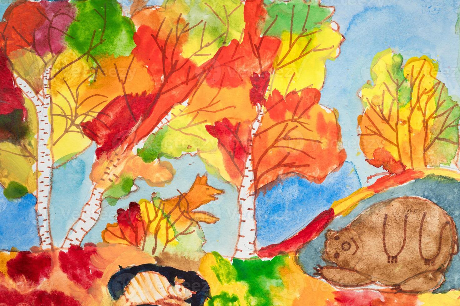 aquarel diy kinderen schilderen kunst herfst foto