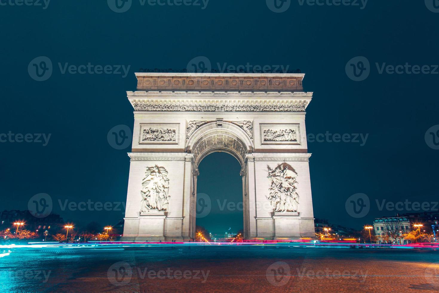 arc de triomf nachtzicht foto