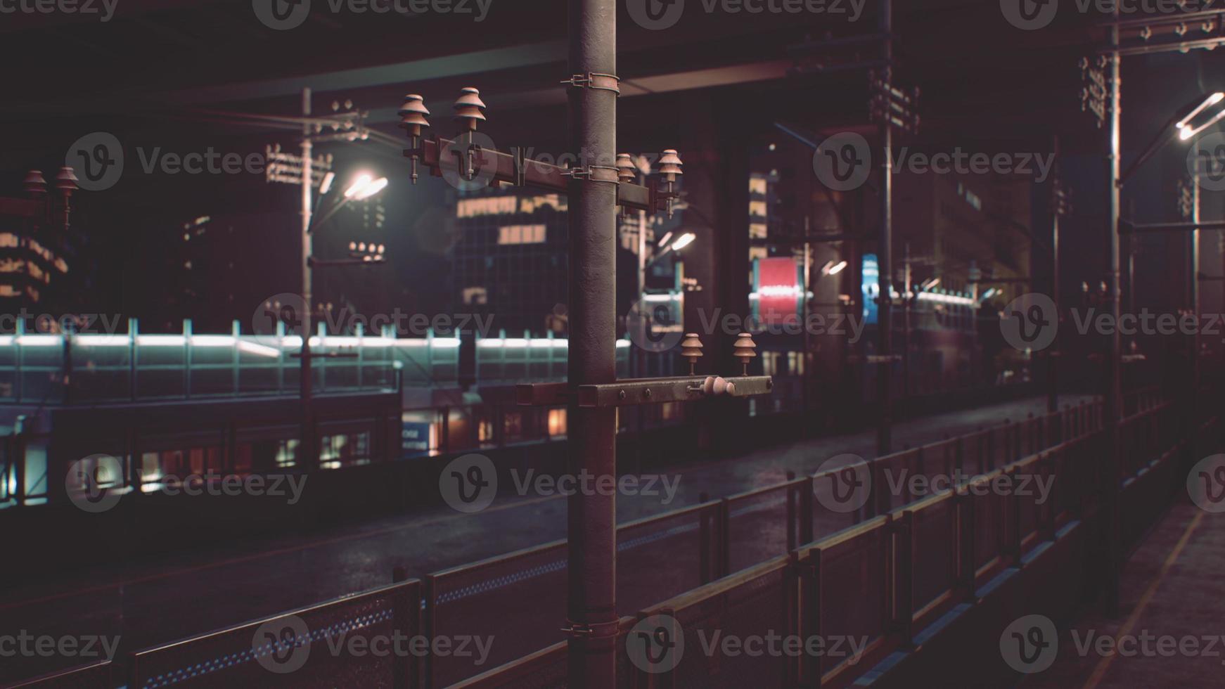 nachtscène van de stad Japan met neonlichten foto