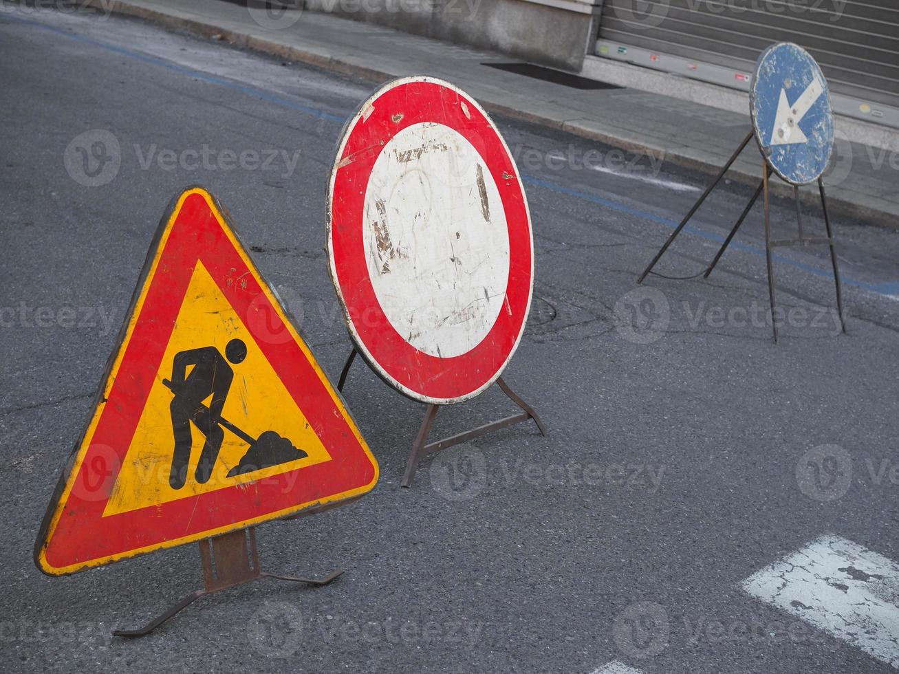 wegwerkzaamheden en geen voertuigen ondertekenen foto