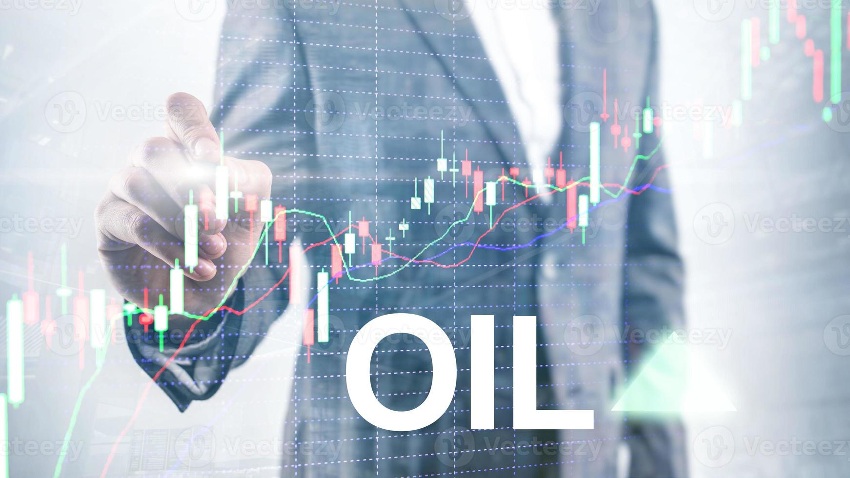 olie trend omhoog. ruwe olie prijs beurs handel omhoog. olieprijs omhoog. pijl stijgt. abstracte zakelijke achtergrond foto