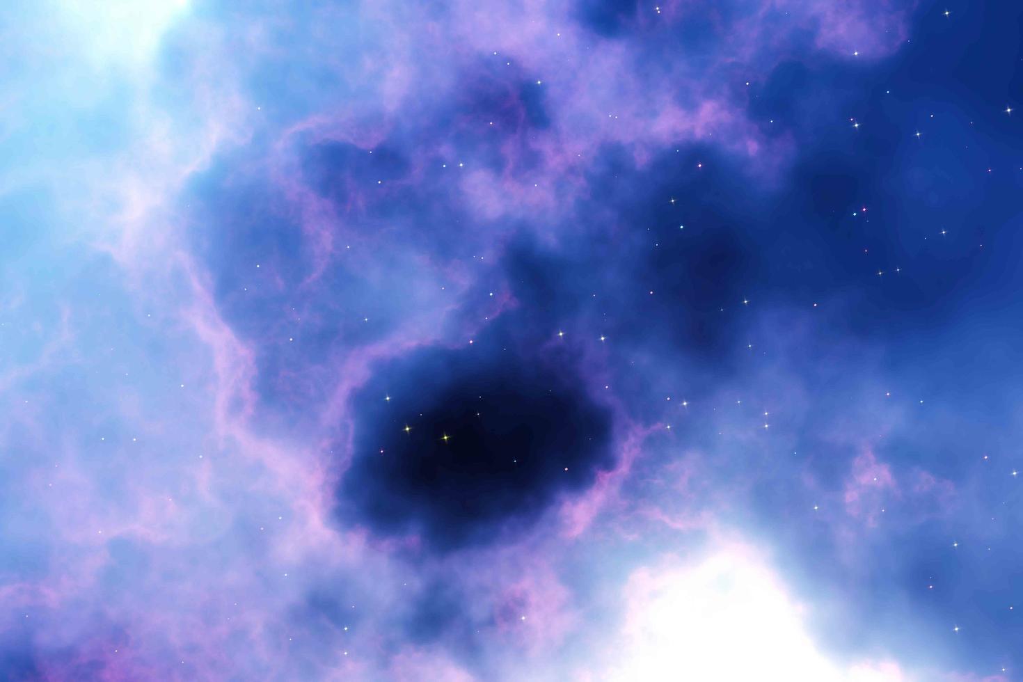 aërosolwolken, ruimtenevel of kosmische stralen, roze, pastelblauw, ruimtelucht met veel sterren. 3D-rendering foto