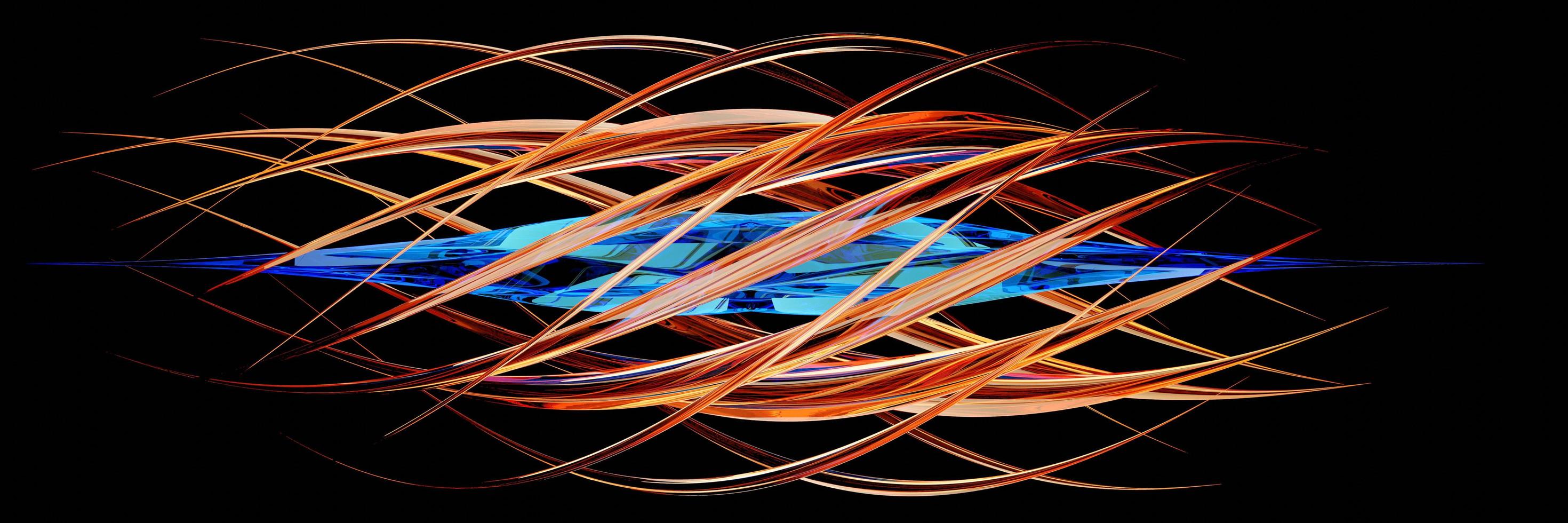 abstract scherpen twist kristal bewegen rond kern kristallen geïsoleerd op zwarte achtergrond. 3D-rendering. foto