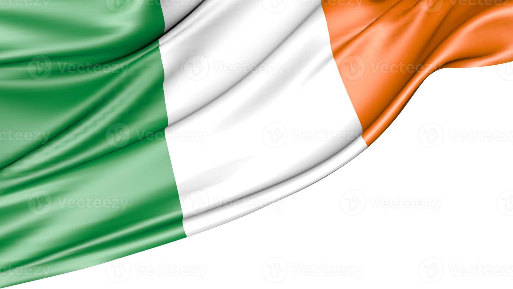 vlag van ierland geïsoleerd op een witte achtergrond, 3d illustratie foto