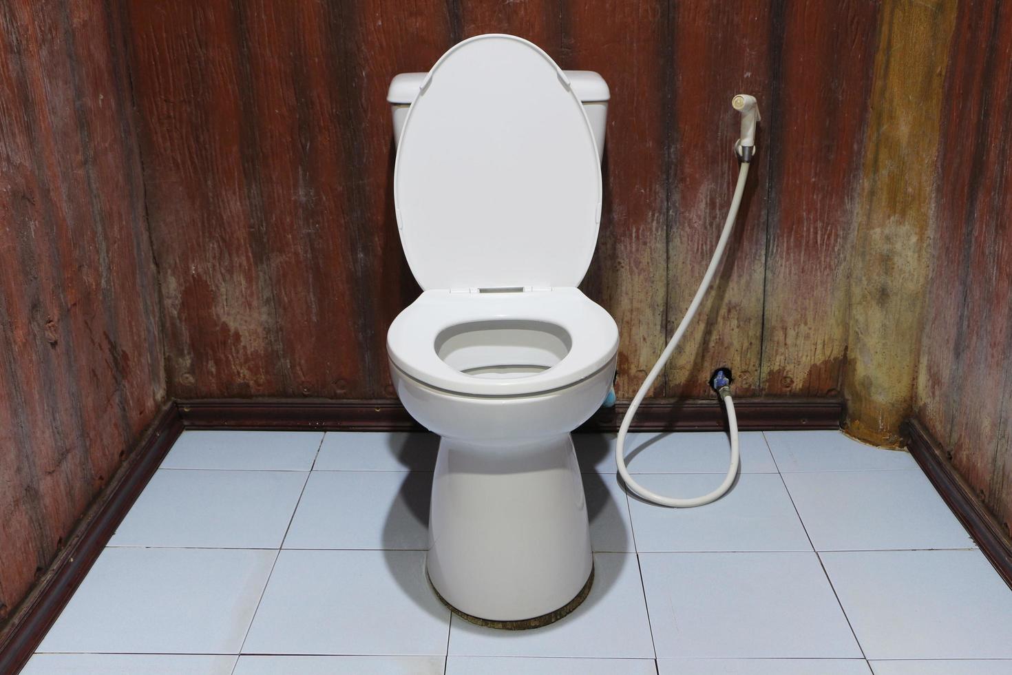 toiletpot met bidet douche in toilet. foto