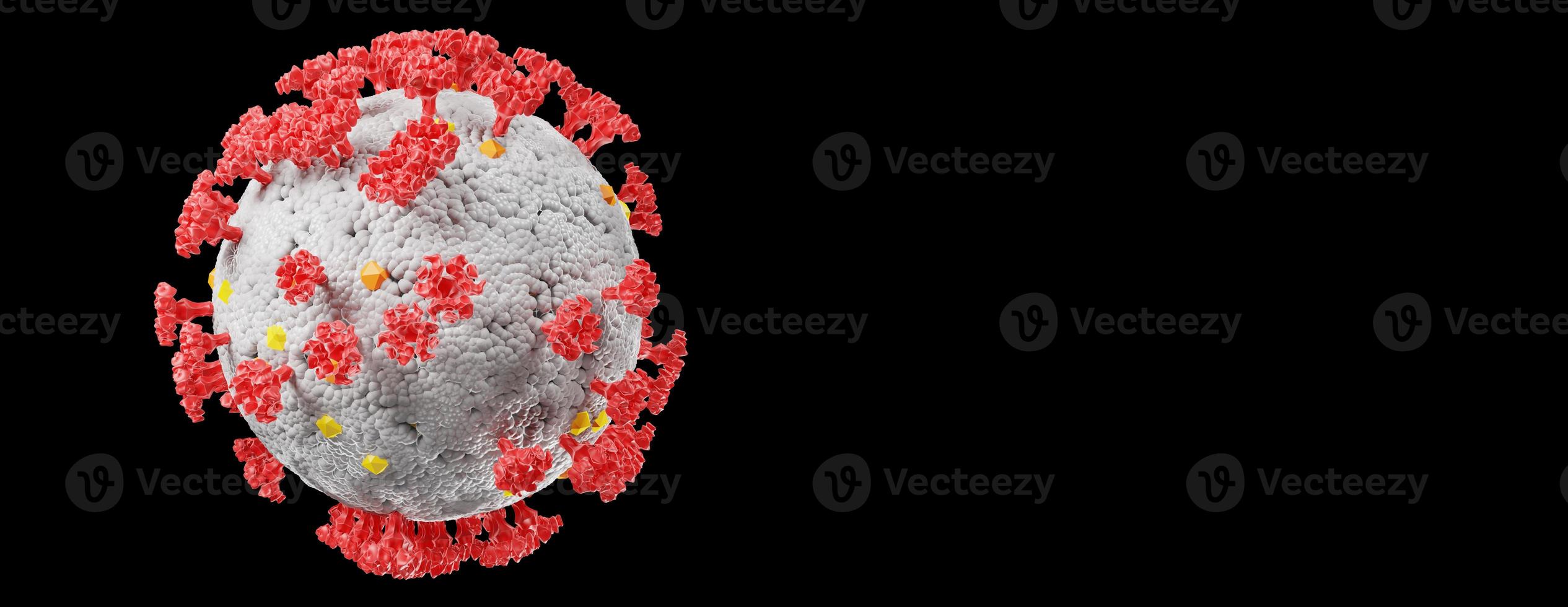 detail van het coronavirus onder de microscoop. 3d illustratie foto