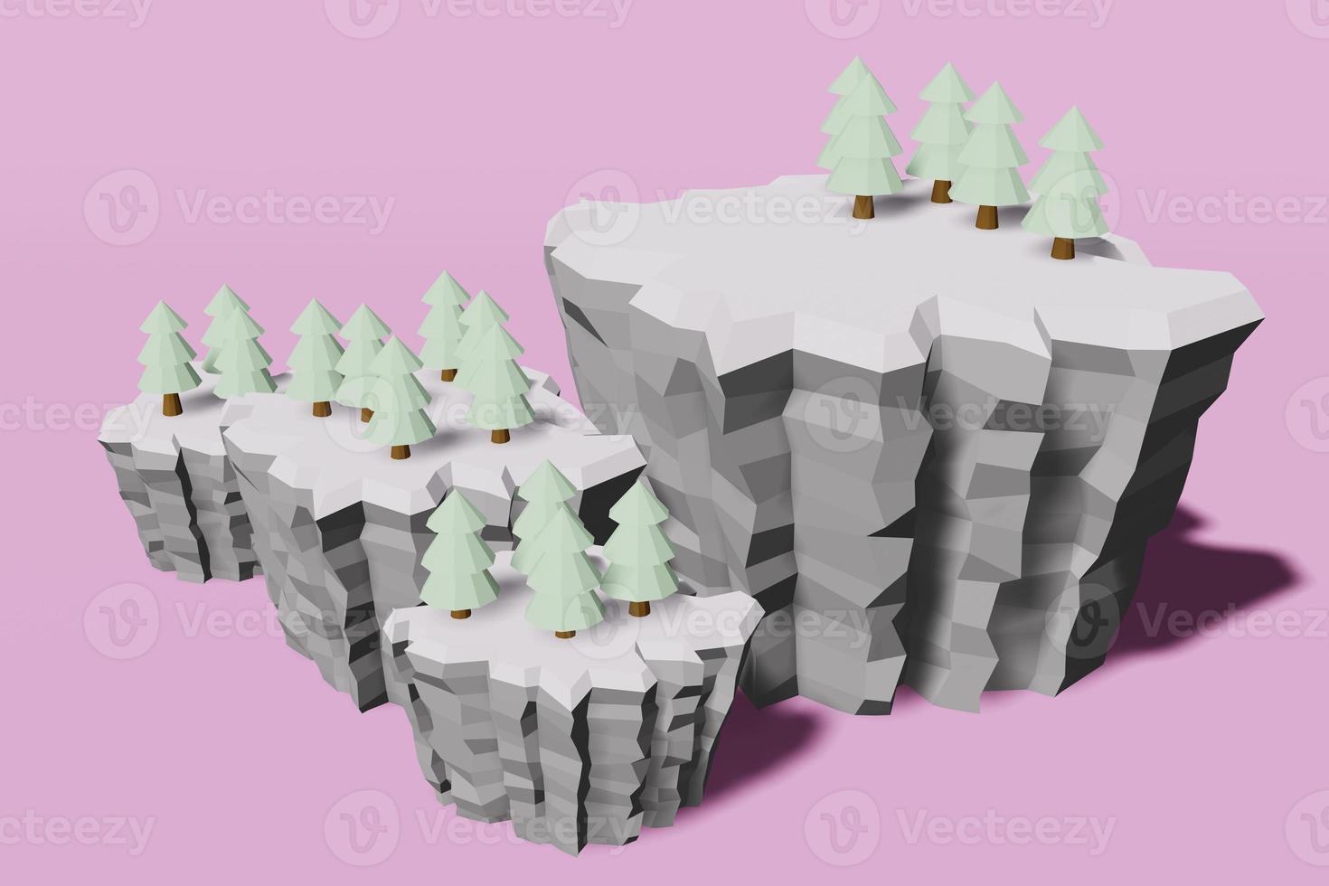 landschap laag poly 3D-rendering achtergrond berg avontuur ontspannen concept blauwe achtergrond foto