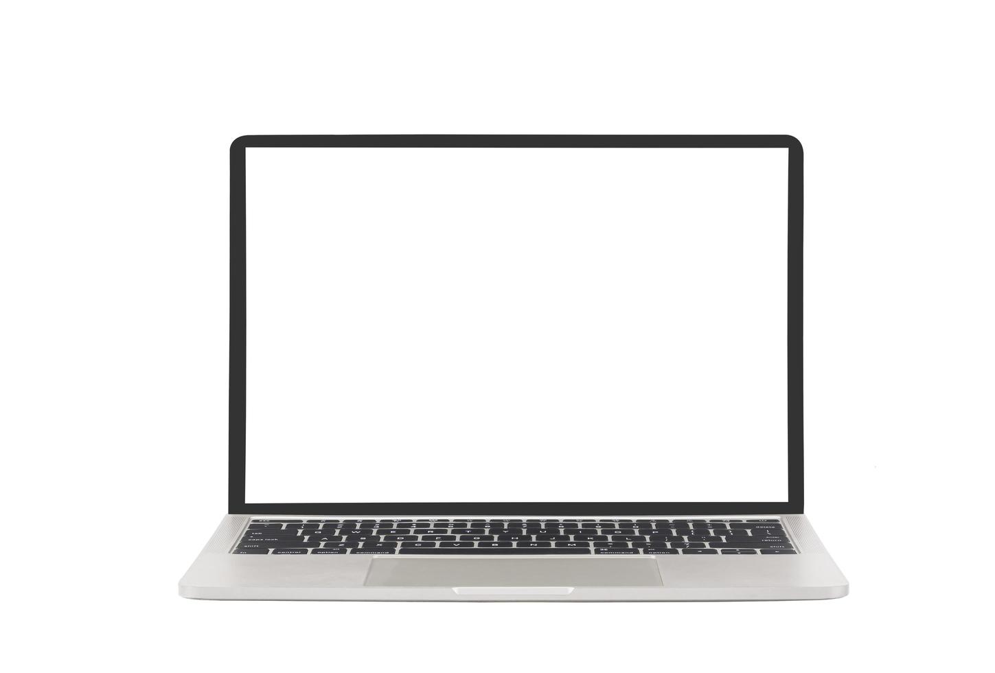 moderne laptop met leeg scherm op geïsoleerde witte achtergrond foto