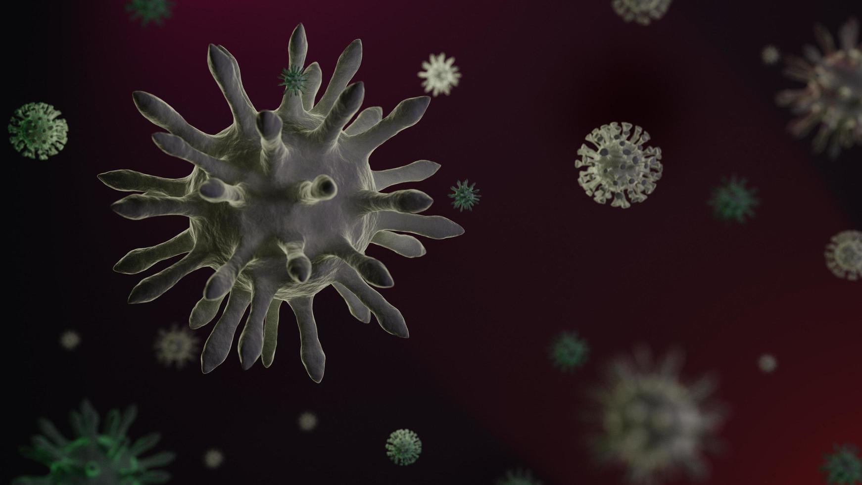 3d render coronavirus 2019-ncov en coronavirussen influenza medische gezondheid pandemisch virus in microscoopvirus close-up foto
