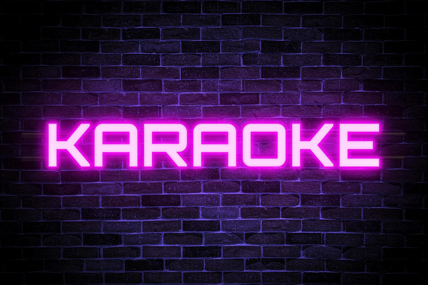 karaoke neon banner, licht uithangbord. foto