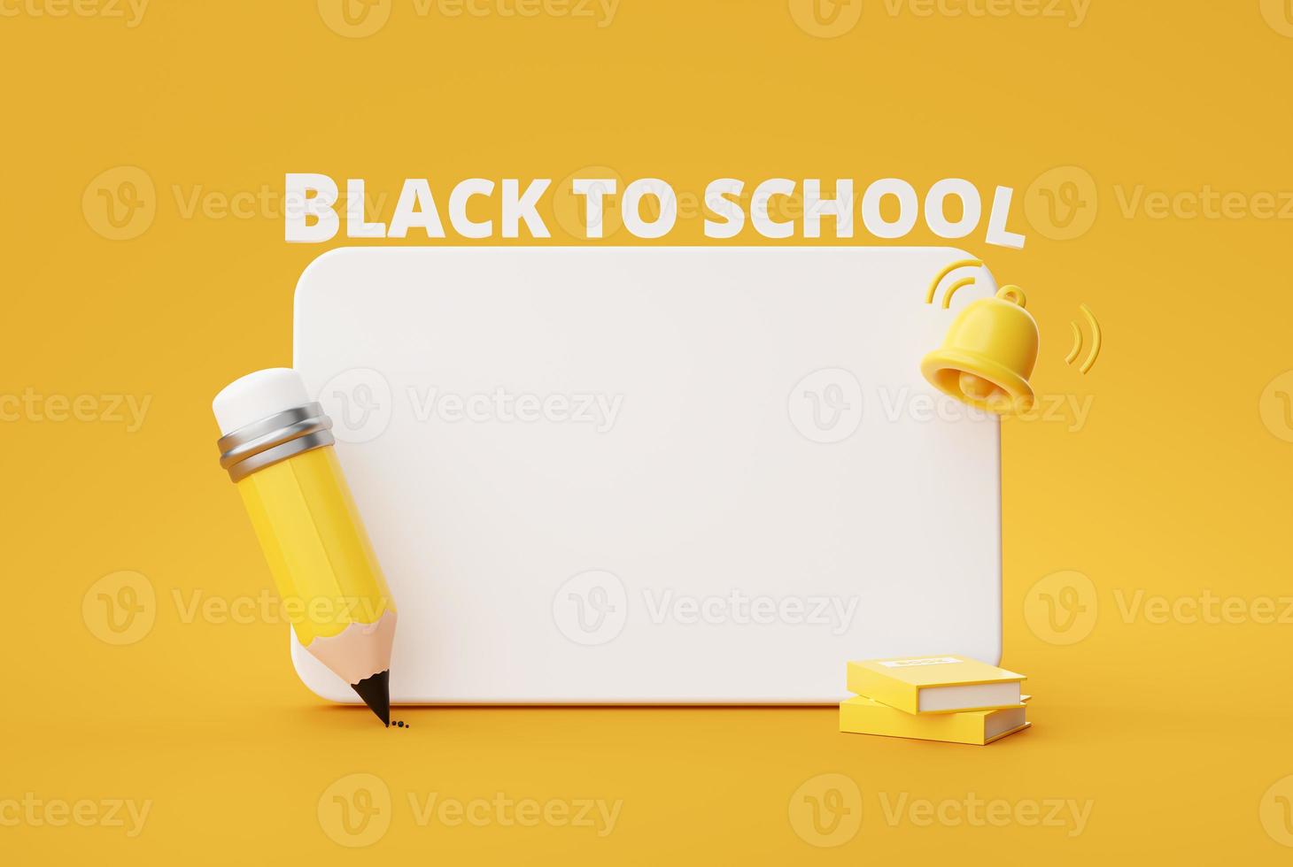 zwart naar school potlood en wit mockup kopie ruimte schoolbord cartoon banner achtergrond website 3D-rendering foto