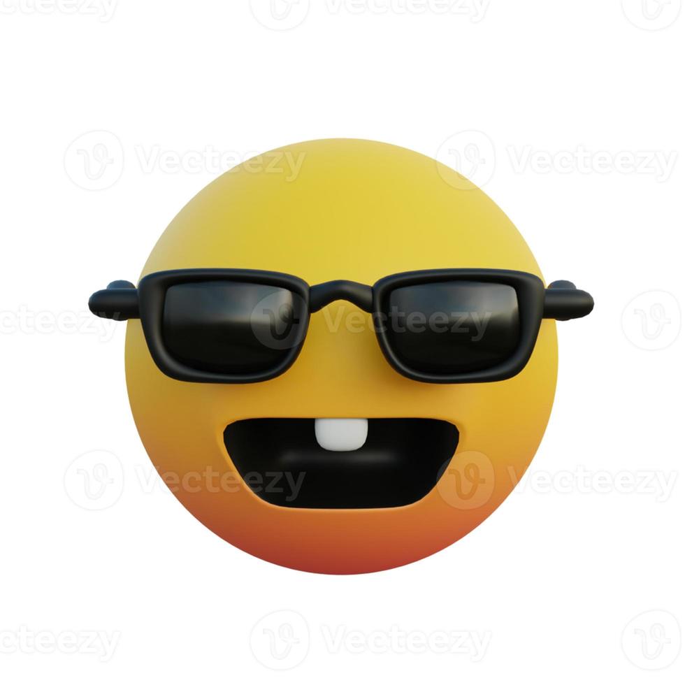 3d illustratie lachende emoticon met een zonnebril en konijntjestanden foto