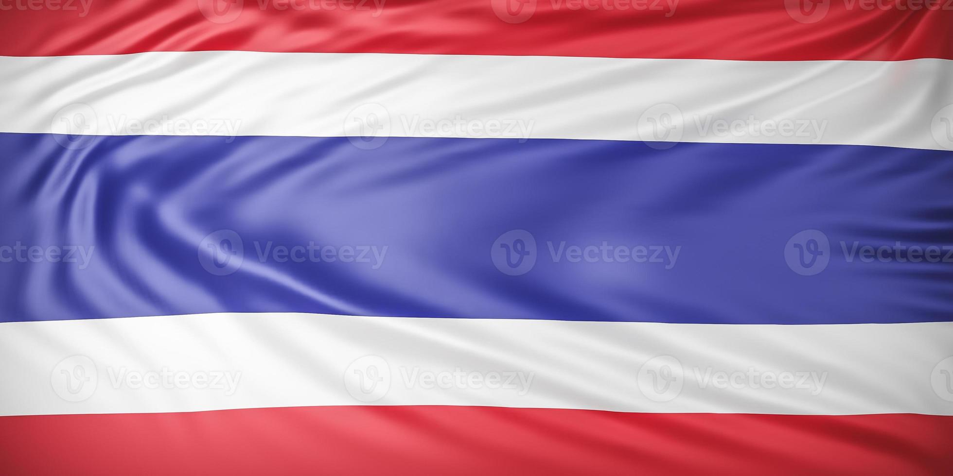 mooie vlag van thailand golf close-up op banner achtergrond met kopie ruimte., 3D-model en illustratie. foto