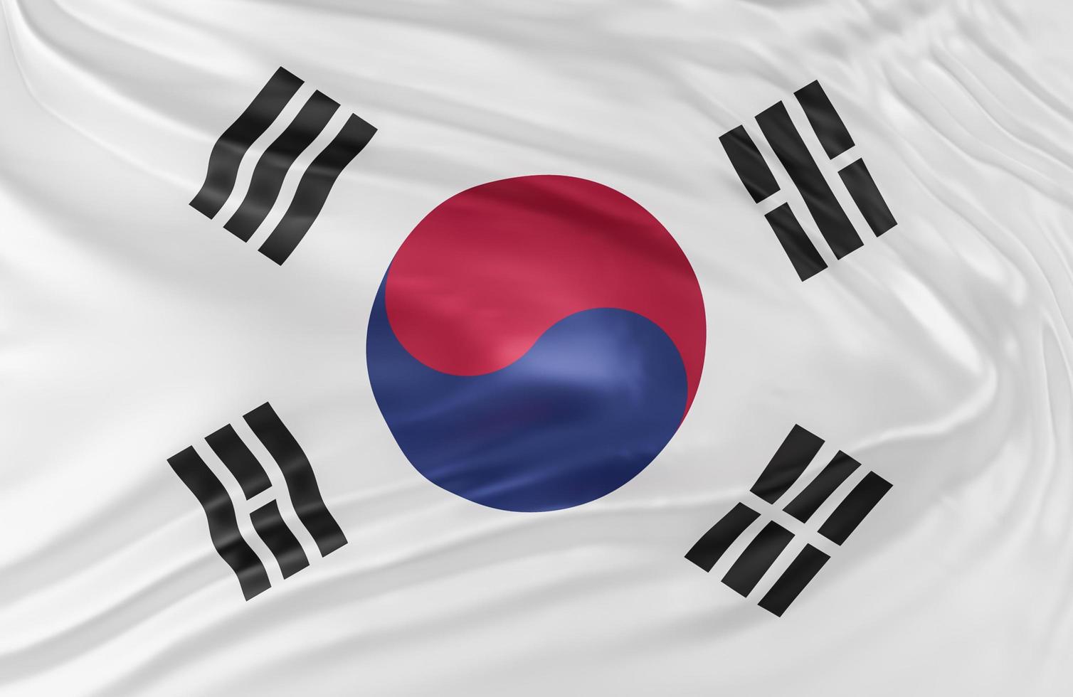 mooie vlag van Zuid-Korea close-up op banner achtergrond met kopie ruimte., 3D-model en illustratie. foto